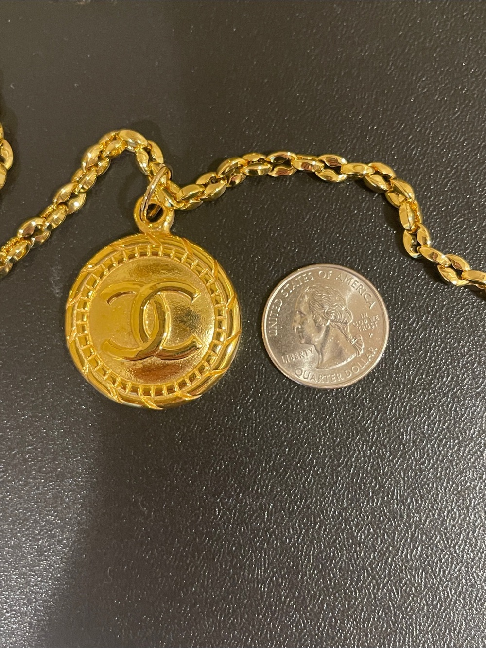 CHANEL Gold-Tone Coin Pendant And Chain Necklace - Picture 9 of 13